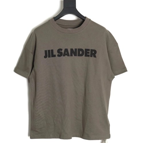 JIL SANDER 24SS gray-green letter print short-sleeved T-shirt,All order with free shipping JIL SANDER