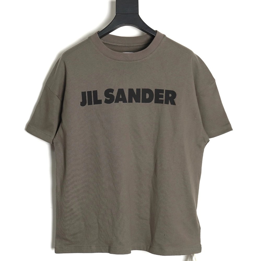 JIL SANDER 24SS gray-green letter print short-sleeved T-shirt,All order with free shipping JIL SANDER