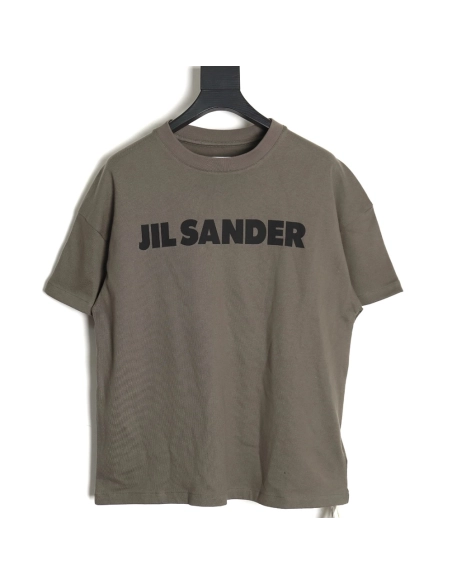 JIL SANDER 24SS gray-green letter print short-sleeved T-shirt,All order with free shipping JIL SANDER