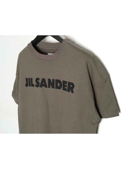 JIL SANDER 24SS gray-green letter print short-sleeved T-shirt,All order with free shipping JIL SANDER