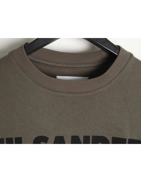 JIL SANDER 24SS gray-green letter print short-sleeved T-shirt,All order with free shipping JIL SANDER