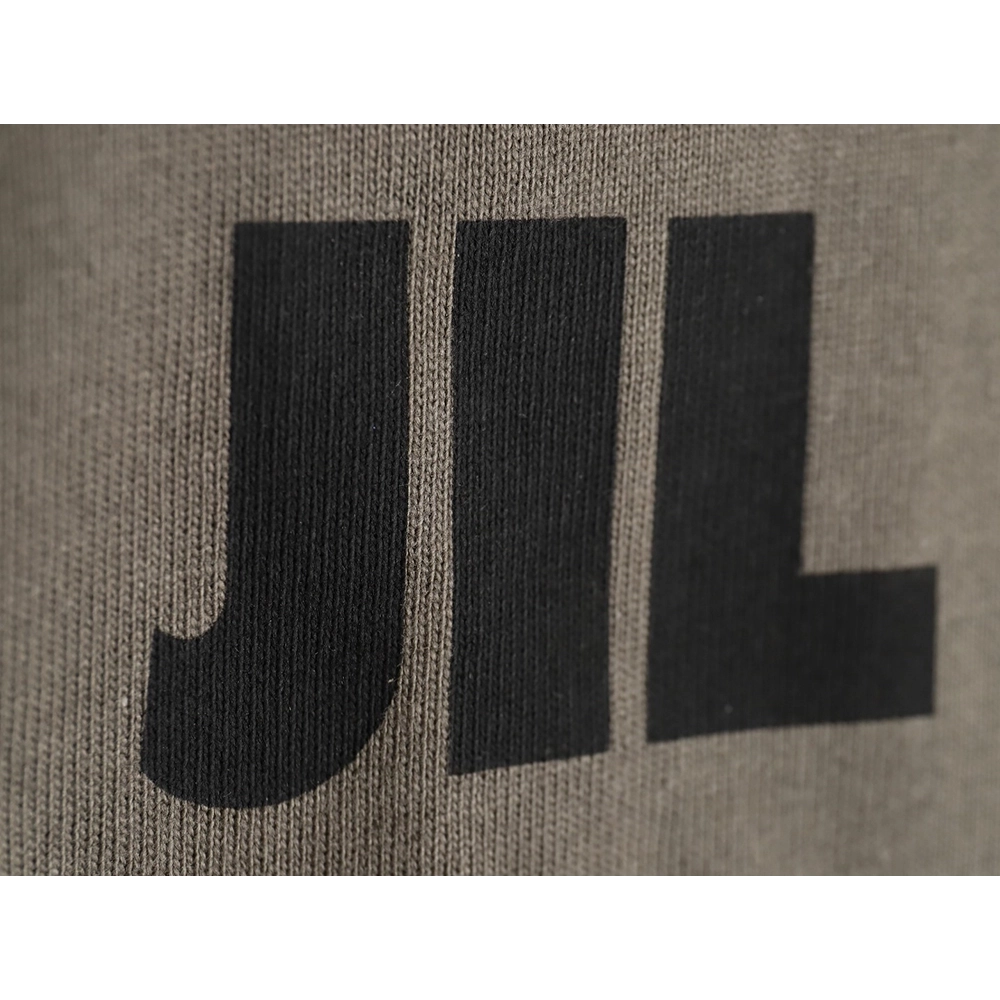 JIL SANDER 24SS gray-green letter print short-sleeved T-shirt,All order with free shipping JIL SANDER