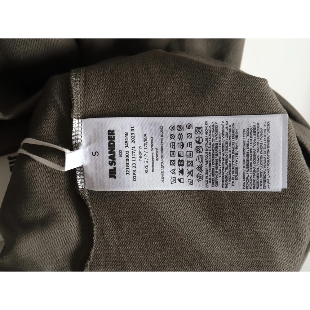 JIL SANDER 24SS gray-green letter print short-sleeved T-shirt,All order with free shipping JIL SANDER