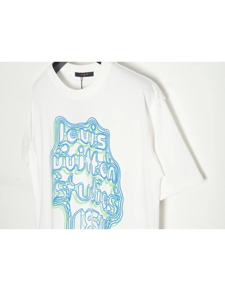 Reps Louis Vuitton geometric neon print short-sleeved T-shirt,All order with free shipping Reps Louis Vuitton