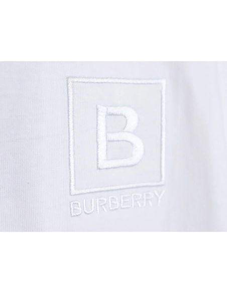 Burberry B logo embroidered plaid patchwork T-shirt,All order with free shipping Burberry