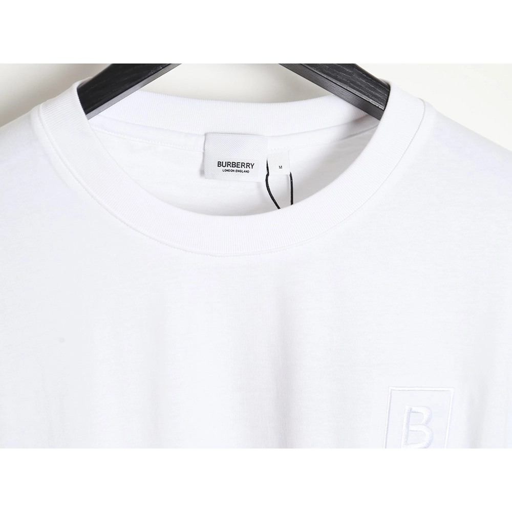 Burberry B logo embroidered plaid patchwork T-shirt,All order with free shipping Burberry