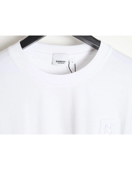 Burberry B logo embroidered plaid patchwork T-shirt,All order with free shipping Burberry