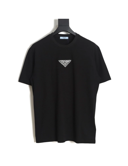 PRADA PRD 23SS Triangle rhinestone standard short-sleeved T-shirt TSK1,All order with free shipping Prada