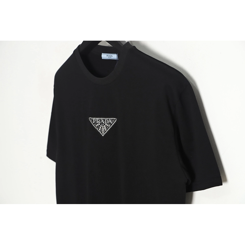 PRADA PRD 23SS Triangle rhinestone standard short-sleeved T-shirt TSK1,All order with free shipping Prada
