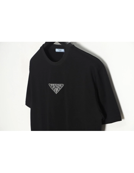 PRADA PRD 23SS Triangle rhinestone standard short-sleeved T-shirt TSK1,All order with free shipping Prada