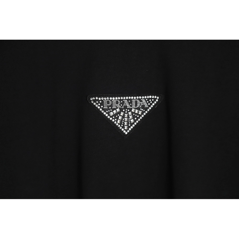 PRADA PRD 23SS Triangle rhinestone standard short-sleeved T-shirt TSK1,All order with free shipping Prada