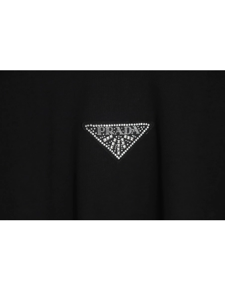 PRADA PRD 23SS Triangle rhinestone standard short-sleeved T-shirt TSK1,All order with free shipping Prada