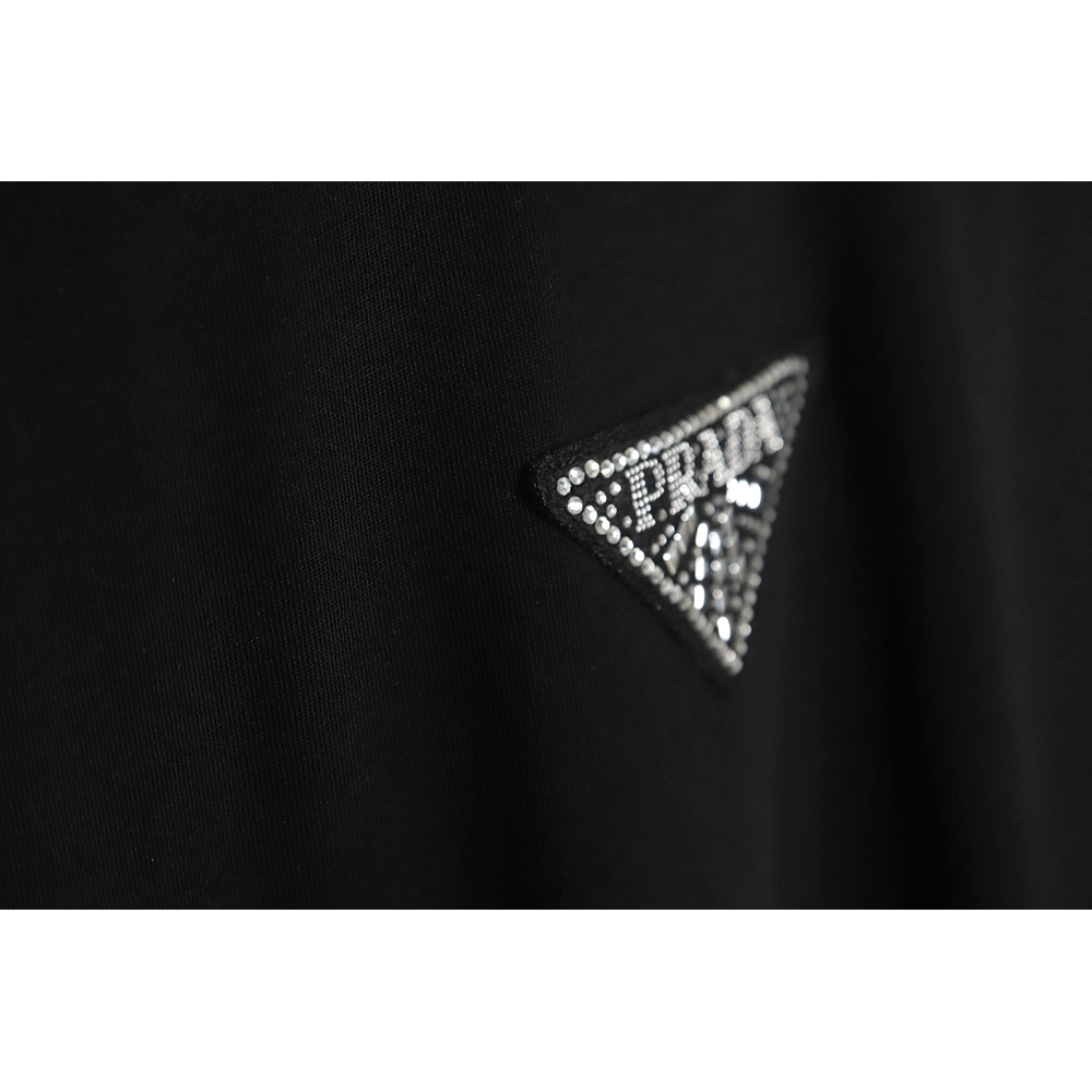 PRADA PRD 23SS Triangle rhinestone standard short-sleeved T-shirt TSK1,All order with free shipping Prada