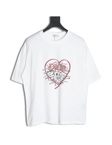 Dior Love Couple Round Neck Short Sleeve T-Shirt,All order with free shipping Dior