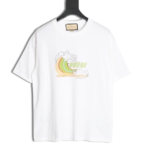 Reps Gucci Limited Edition Rainbow Wave Digital Direct Printing Short Sleeve T-shirt,All order with free shipping Reps Gucci