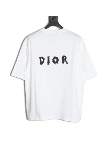 Dior Dragon Print Lettering Short Sleeve T-Shirt,All order with free shipping Dior