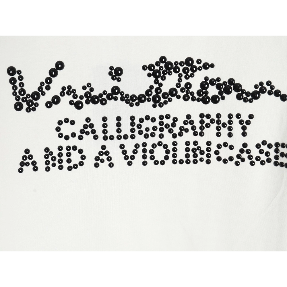 Reps Louis Vuitton Embroidered Beaded Short Sleeve T-Shirt,All order with free shipping Reps Louis Vuitton