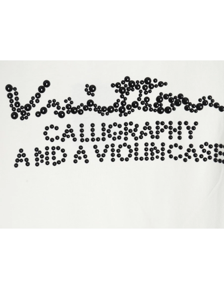 Reps Louis Vuitton Embroidered Beaded Short Sleeve T-Shirt,All order with free shipping Reps Louis Vuitton