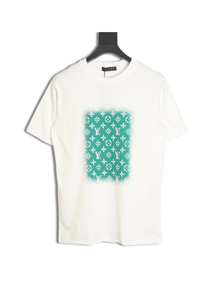 Reps Louis Vuitton square green full print short-sleeved T-shirt TSK1,All order with free shipping Reps Louis Vuitton