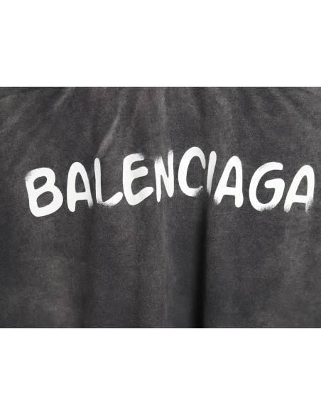 Balenciaga BLCG24ss heavy washed distressed large double B graffiti short-sleeved T-shirt,All order with free shipping Balenciag