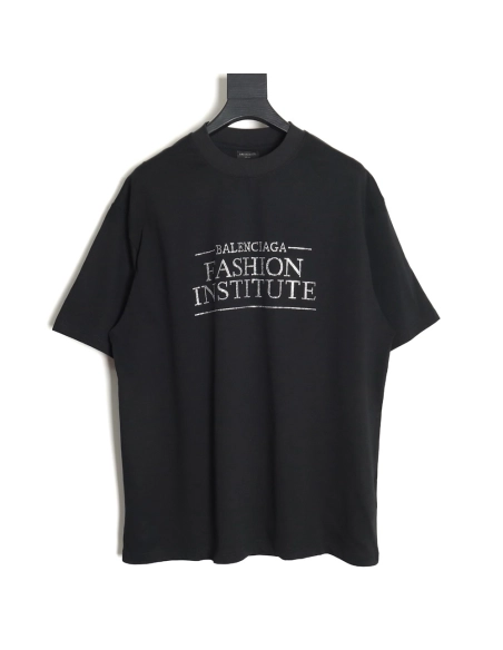 Balenciaga 24SS new FASHION INSTITUTE letter hot diamond short-sleeved T-shirt,All order with free shipping Balenciaga