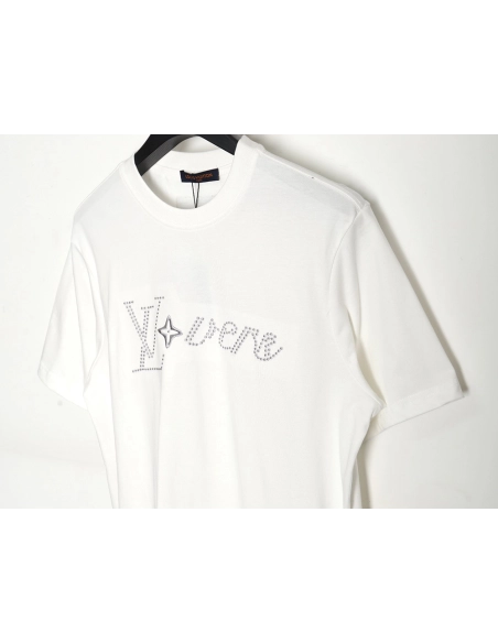 Reps Louis Vuitton short-sleeved T-shirt with lettering embroidery,All order with free shipping Reps Louis Vuitton