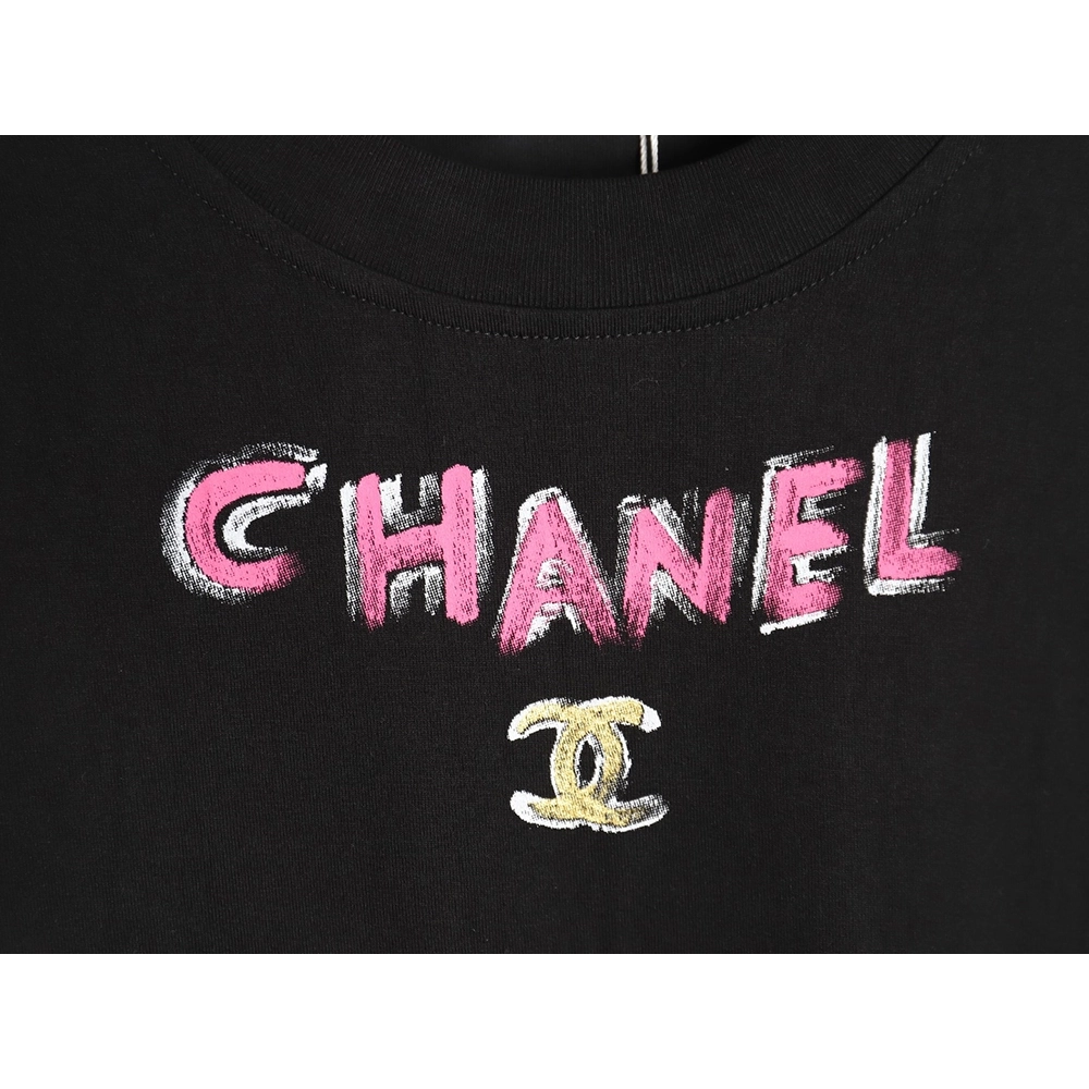 Chanel hand-painted watch dial graffiti short-sleeved T-shirt TSK1,All order with free shipping Chanel
