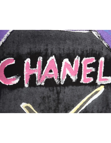 Chanel hand-painted watch dial graffiti short-sleeved T-shirt TSK1,All order with free shipping Chanel
