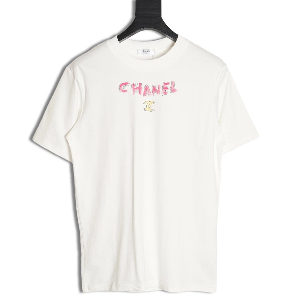 Chanel hand-painted watch dial graffiti short-sleeved T-shirt,All order with free shipping Chanel
