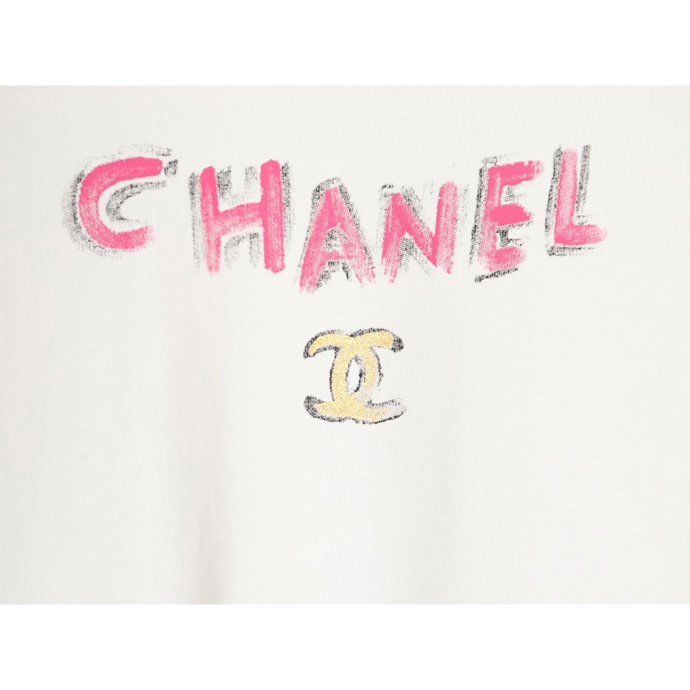 Chanel hand-painted watch dial graffiti short-sleeved T-shirt,All order with free shipping Chanel