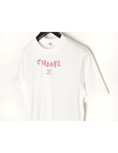 Chanel hand-painted watch dial graffiti short-sleeved T-shirt,All order with free shipping Chanel