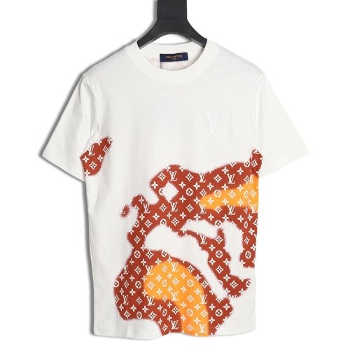 Reps Louis Vuitton monogram gradient embroidered short-sleeved T-shirt,All order with free shipping Reps Louis Vuitton