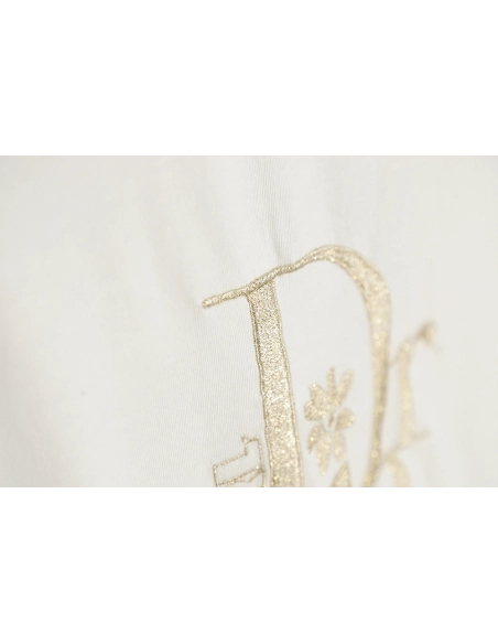 Dior CD gold and silver thread flower embroidery short-sleeved T-shirt,All order with free shipping Dior