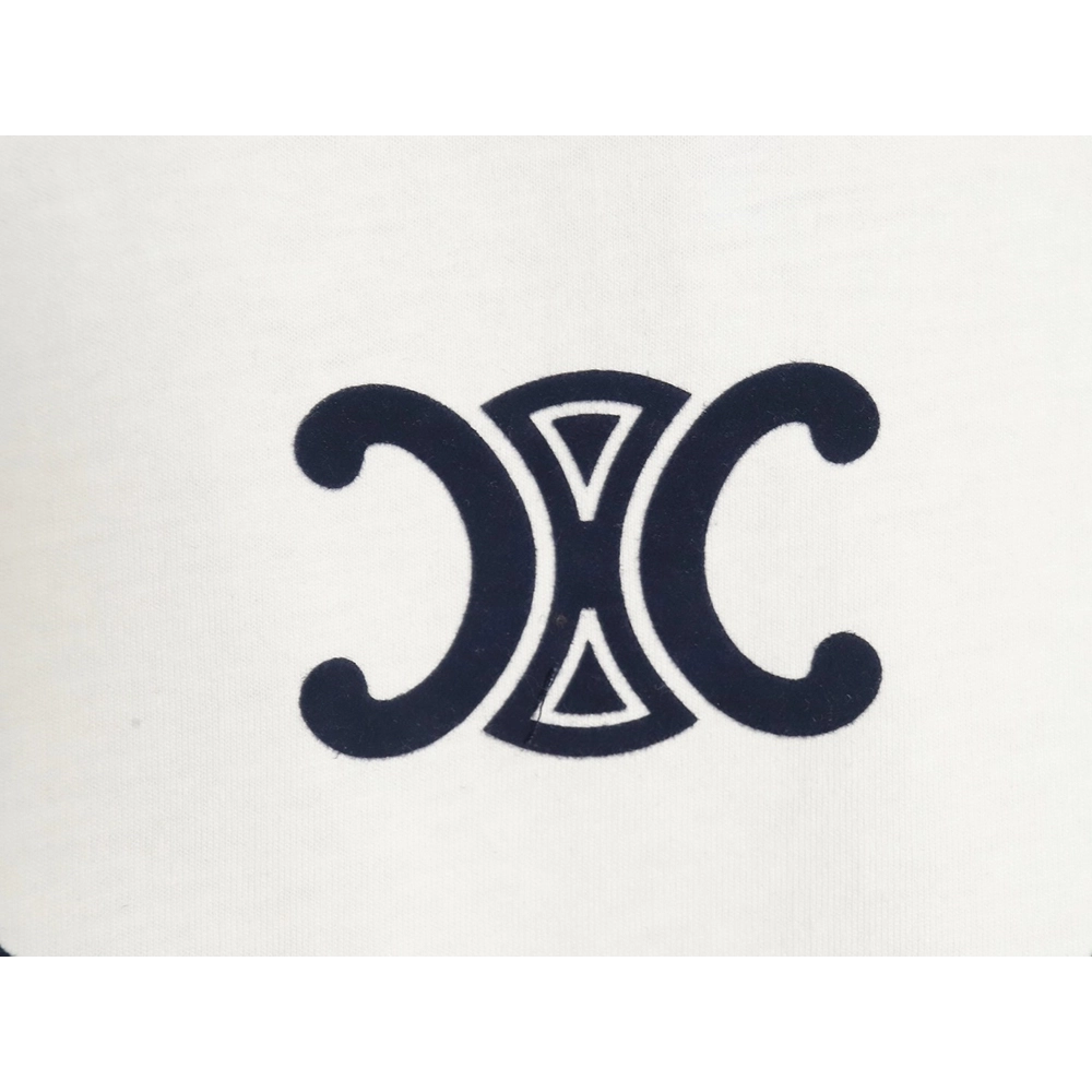 Celine flocked letter patchwork long-sleeved T-shirt,All order with free shipping Celine