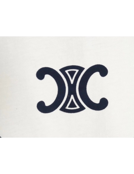 Celine flocked letter patchwork long-sleeved T-shirt,All order with free shipping Celine