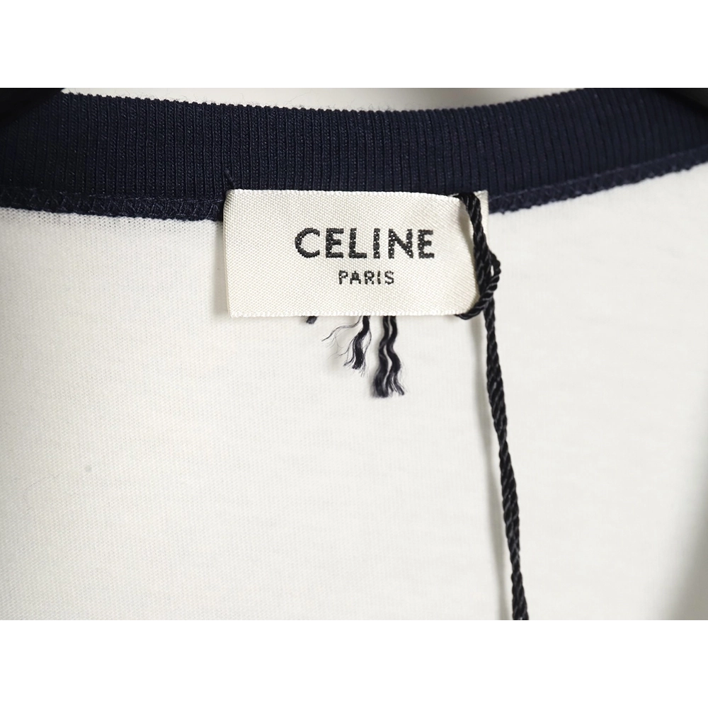 Celine flocked letter patchwork long-sleeved T-shirt,All order with free shipping Celine