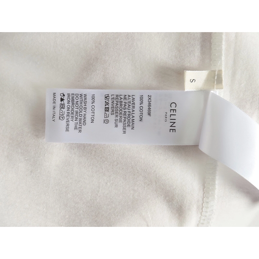 Celine flocked letter patchwork long-sleeved T-shirt,All order with free shipping Celine