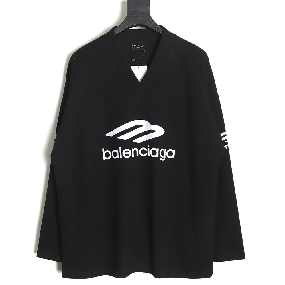 Balenciaga 3B printed V-neck long-sleeved ski T-shirt TSK2,All order with free shipping Balenciaga