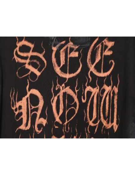 Balenciaga mud-dyed distressed metal Sanskrit long-sleeved T-shirt,All order with free shipping Balenciaga