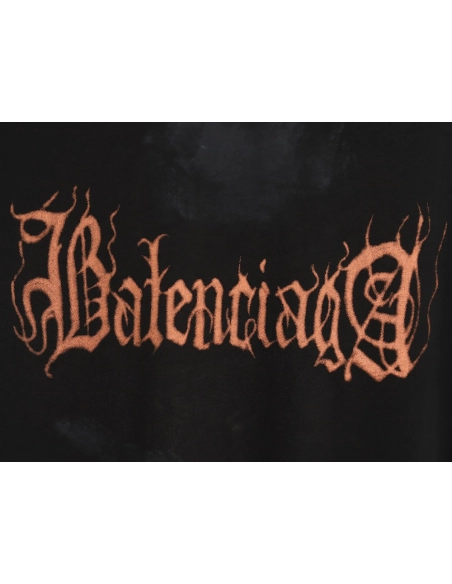 Balenciaga mud-dyed distressed metal Sanskrit long-sleeved T-shirt,All order with free shipping Balenciaga
