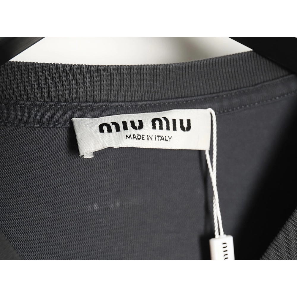 Miu Miu long-sleeved T-shirt with alphabet patchwork TSK1,All order with free shipping Miu Miu