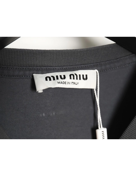 Miu Miu long-sleeved T-shirt with alphabet patchwork TSK1,All order with free shipping Miu Miu