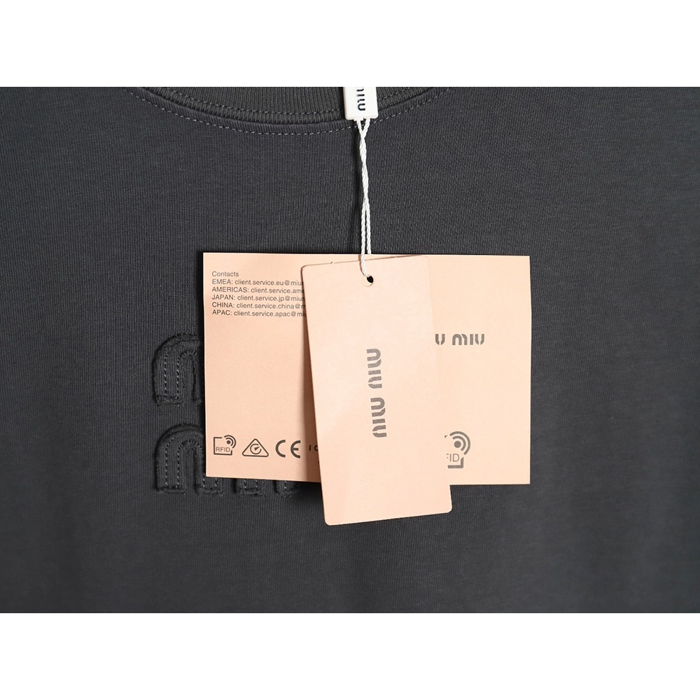 Miu Miu long-sleeved T-shirt with alphabet patchwork TSK1,All order with free shipping Miu Miu