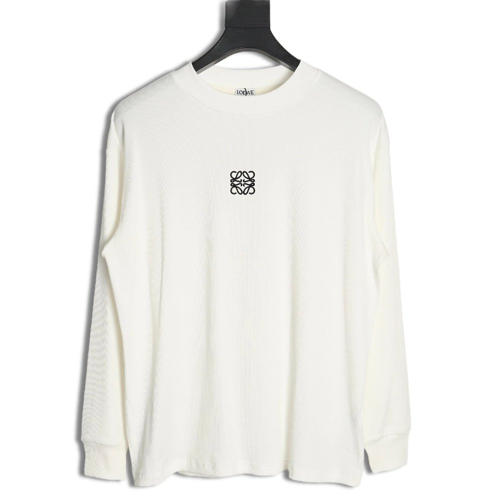 Loewe embroidered logo waffle long-sleeved T-shirt,All order with free shipping Loewe