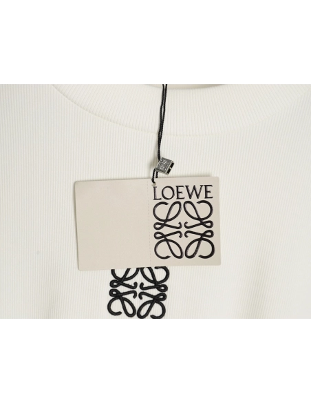 Loewe embroidered logo waffle long-sleeved T-shirt,All order with free shipping Loewe