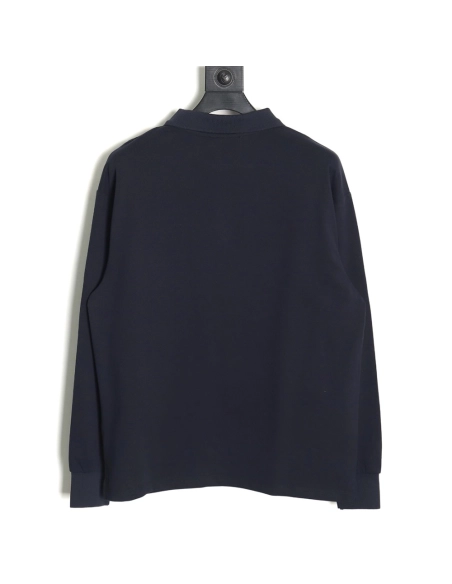 Miu Miu lettering embroidered lapel long-sleeved T-shirt,All order with free shipping Miu Miu