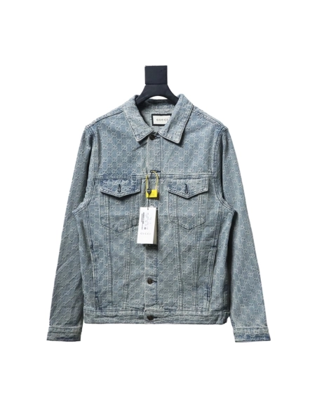 Gucci Double G jacquard denim jacket,Gucci Jacket,Jacket,APPAREL