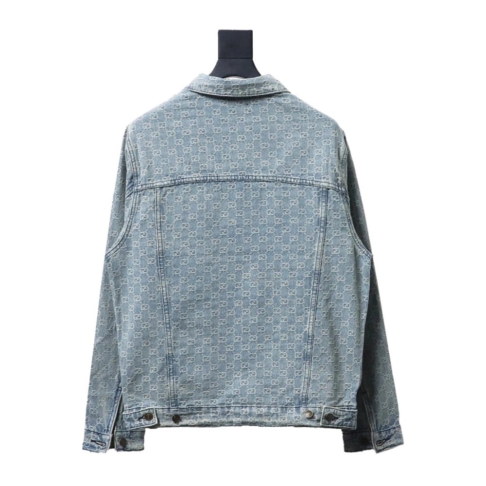 Gucci Double G jacquard denim jacket,Gucci Jacket,Jacket,APPAREL