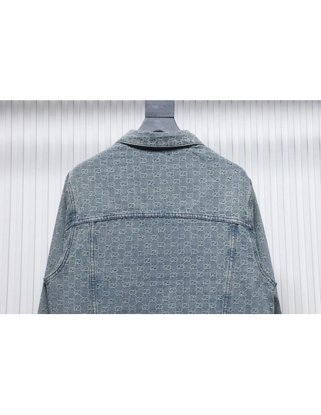 Gucci Double G jacquard denim jacket,Gucci Jacket,Jacket,APPAREL