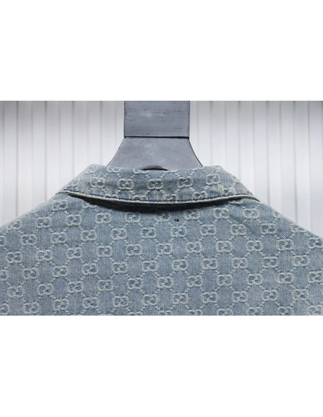 Gucci Double G jacquard denim jacket,Gucci Jacket,Jacket,APPAREL